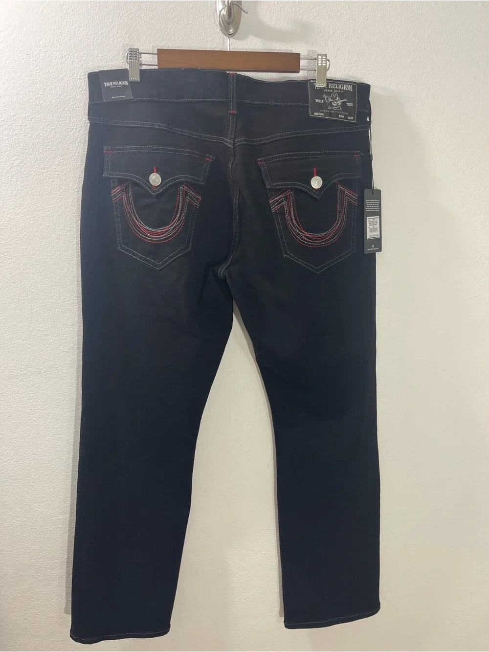 True Religion Ricky Multi SN Flap Relaxed Straight Jeans Men’s 36 x 32 Black NWT